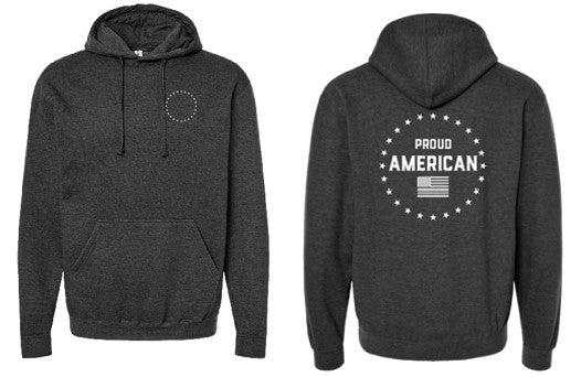 Proud American Front & Back WHITE TEXT Hoodies