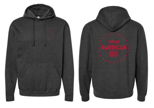 Proud American Front & Back RED TEXT Hoodies