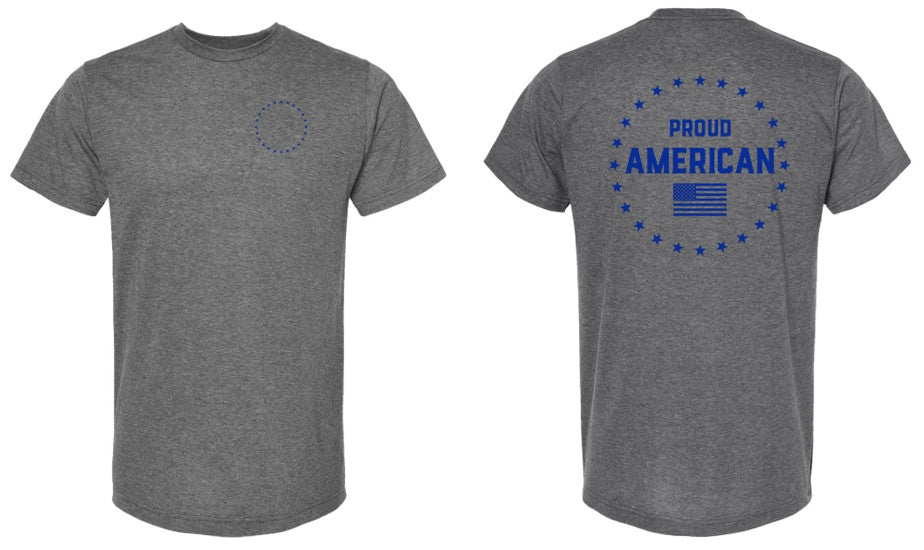Proud American BLUE TEXT (Front & Back)