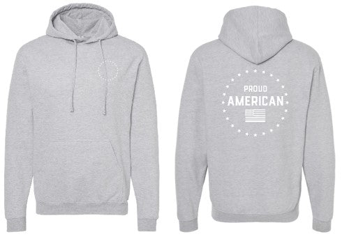 Proud American Front & Back WHITE TEXT Hoodies