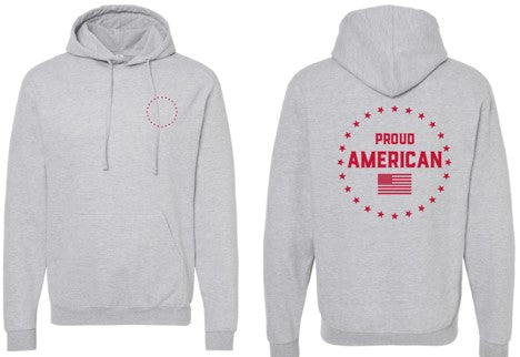 Proud American Front & Back RED TEXT Hoodies
