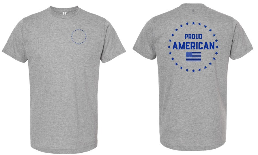 Proud American BLUE TEXT (Front & Back)