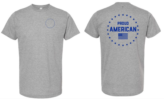 Proud American BLUE TEXT (Front & Back)