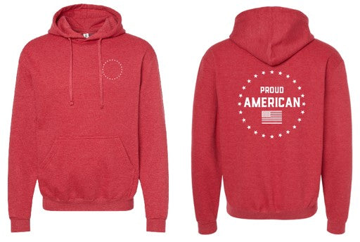 Proud American Front & Back WHITE TEXT Hoodies
