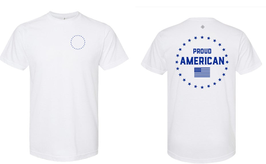 Proud American BLUE TEXT (Front & Back)